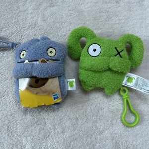 Ugly Dolls Ugly Doll Plush Keychain/ Backpack‎ Clip Lot Green Ox & Blue Babo